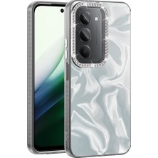 Büşra Ayhan Redmi 15 Kılıf Airbagli Parlak Taş Detay Tasarımlı Zore Esila Kapak - Beyaz