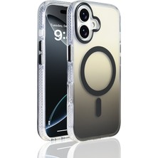 Büşra Ayhan iPhone 17 Kılıf M-Safe Şarj Özellikli Transparan Renk Geçişli Bsay Toros Kapak - Siyah