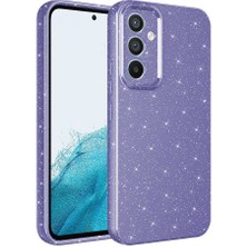 Büşra Ayhan Galaxy S25 Fe Kılıf Kamera Korumalı Simli Lüks Zore Koton Kapak - Mor