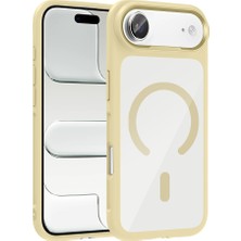 Büşra Ayhan iPhone 17 Air Kılıf M-Safe Şarj Özellikli Metal Kamera Çerçeveli Zore Tiko Kapak - Gold