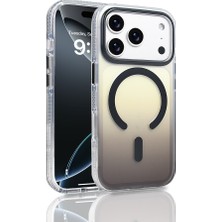 Büşra Ayhan iPhone 17 Pro Kılıf M-Safe Şarj Özellikli Transparan Renk Geçişli Bsay Toros Kapak - Siyah