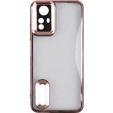 Büşra Ayhan Redmi Note 12S Kılıf Kamera Korumalı Logo Gösteren Zore Omega Kapak - Rose Gold