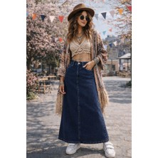 Dema Kadın Denim Pamuklu Mavi Çan Etek