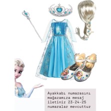 Karlar Ülkesi Peruklu Elsa Elbise Kostüm Takımı - Elsa Tasarım Topuklu Ayakkabı