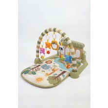 Papaya Oyun Halısı Aynalı Çıngıraklı Işıklı Müzikli Yeşil Orman Hayvanları Çocuk Gelişimine Yardımcı Halı