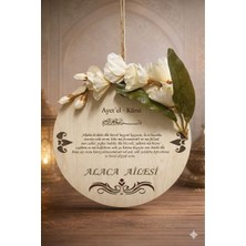 Megame Kişiye Özel 30X30 Ahşap Isimli Kapı Süsü Ayetel Kürsi & Nazar Ayeti Kapı Süsü Beyaz