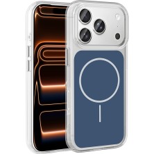 Büşra Ayhan iPhone 17 Pro Max Kılıf M-Safe Şarj Özellikli Metal Buton Tasarımlı Zore Ikonik Sert Silikon Kapak -