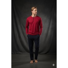 Kly Erkek Midi Yaka Ribana Pijama Takımı Konforlu Uyku