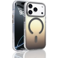 Büşra Ayhan iPhone 17 Pro Kılıf M-Safe Şarj Özellikli Transparan Renk Geçişli Bsay Toros Kapak - Gri