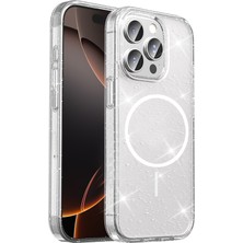 Büşra Ayhan ​apple iPhone 15 Pro Max Kılıf M-Safe Şarj Özellikli Parlayan Simli Saydam Renkli Bsay Maris Kapak -