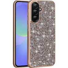 Büşra Ayhan Galaxy A56 Kılıf Parlak Taşlı Tasarım Bsay Pırlanta Kapak - Gold