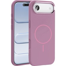 Büşra Ayhan iPhone 17 Air Kılıf M-Safe Şarj Özellikli Metal Kamera Çerçeveli Zore Edi Silikon Kapak - Mor