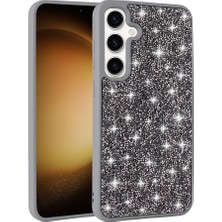 Büşra Ayhan Galaxy S25 Plus Kılıf Parlak Taşlı Tasarım Bsay Pırlanta Kapak - Gri