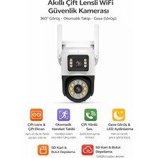 Qasul 2k  Çift Lensli  Full Hd Kablosuz Güvenlik,ptz Otomatik Takip ile Iç ve Dış Mekan Için Wifi Kamera