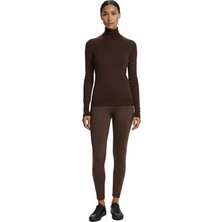 On Fashion Kadın Dik Yaka Basic Kahverengi Kazak 63514