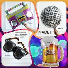 Pandoli Retro Disco 70 Li 80 Li Yıllar 4 Farklı Model Folyo Balon 4 Adet