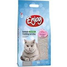 Enjoy Kedi Kumu Topaklanan Bebek Pudra Kokulu Bentonıt Doğal Kedi Kumu 10 Lt