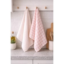 Elvya %100 Pamuk Çift Kat Müslin Mutfak Kurulama Bezi 2’li Set 40X60 cm Emici Yumuşak Mutfak Havlusu - Elv-Mkb
