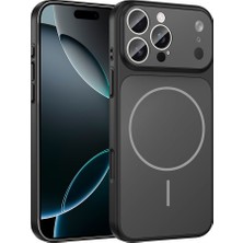 Büşra Ayhan iPhone 15 Pro Kılıf Zore M-Safe Şarj Özellikli Kamera Korumalı Formen Kapak - Siyah