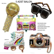 Pandoli Retro Disco 70 Li 80 Li Yıllar 5 Farklı Model Folyo Balon 5 Adet