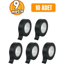 Sgs Izole Pvc Elektrikçi Elektirik Kablo Bandı Siyah Renk Bant Bandı Eni: 1.9 cm Uzunluk: 9 Metre 10 Adet
