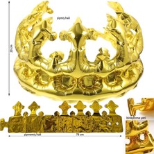 Pandoli Retro Disko Altın Renk Şişme Kral Tacı Şekilli Folyo Balon 78X20 cm 1 Adet