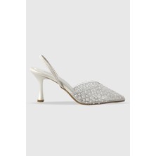 Diana Sedef Şeffaf Taşlı Arka Lastikli Kadın Topuklu Ayakkabı