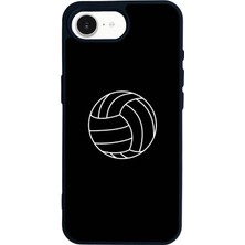Scaleta Case iPhone 16E Uyumlu Voleybol Tasarımlı Glossy Mat Siyah Silikon Telefon Kılıfı