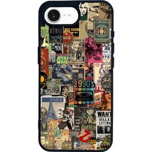 Scaleta Case iPhone 16E Uyumlu Retro Tasarımlı Glossy Mat Siyah Silikon Telefon Kılıfı