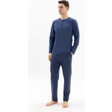 Kly Yeni 2026 Düğmeli Midi Yaka Şık Tasarım Erkek Pijama Takımı