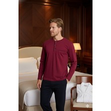 Kly %100 Pamuk Yeni Sezon Midi Yaka Erkek Şık Tasarım Pijama Takımı