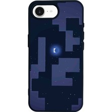 Scaleta Case iPhone 16E Uyumlu Minecraft Tasarımlı Glossy Mat Siyah Silikon Telefon Kılıfı