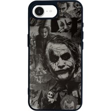 Scaleta Case iPhone 16E Uyumlu Joker Tasarımlı Glossy Mat Siyah Silikon Telefon Kılıfı