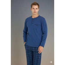 Kly Erkek Düğmeli Yaka Ekose Desenli Pijama Takımı Lüx Tasarım
