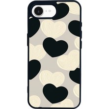 Scaleta Case iPhone 16E Uyumlu Kalp Tasarımlı Glossy Mat Siyah Silikon Telefon Kılıfı