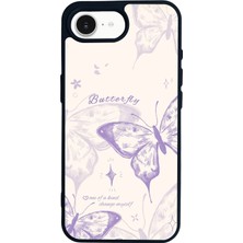 Scaleta Case iPhone 16E Uyumlu Kelebek Tasarımlı Glossy Mat Siyah Silikon Telefon Kılıfı