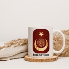 Safir Tasarım  Premium Beyaz Porselen Kupa - Kişiye Özel Türk Bayrağı