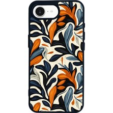 Scaleta Case iPhone 16E Uyumlu Çiçek Tasarımlı Glossy Mat Siyah Silikon Telefon Kılıfı