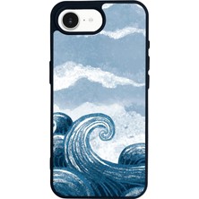 Scaleta Case iPhone 16E Uyumlu Okyanus Tasarımlı Glossy Mat Siyah Silikon Telefon Kılıfı