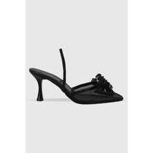 Regina Siyah Şeffaf Taş Detay Lastikli Kadın Topuklu Ayakkabı