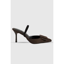 Sahra Kahve Süet Toka Detay Arka Lastikli Kadın Topuklu Ayakkabı