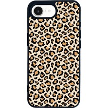 Scaleta Case iPhone 16E Uyumlu Leopar Tasarımlı Glossy Mat Siyah Silikon Telefon Kılıfı