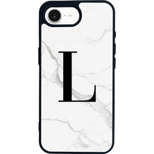 Scaleta Case iPhone 16E Uyumlu L Harfli Tasarımlı Glossy Mat Siyah Silikon Telefon Kılıfı