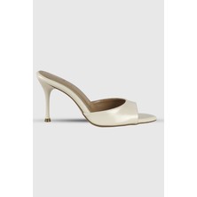 Gloria Bej Mat Tek Bant Kadın Topuklu Terlik