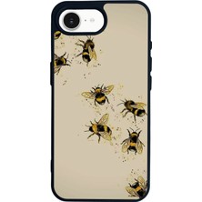 Scaleta Case iPhone 16E Uyumlu Arı(Bee) Tasarımlı Glossy Mat Siyah Silikon Telefon Kılıfı