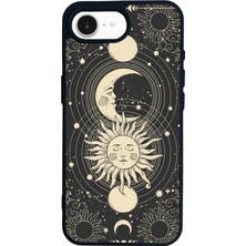 Scaleta Case iPhone 16E Uyumlu Astral Tasarımlı Glossy Mat Siyah Silikon Telefon Kılıfı