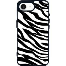 Scaleta Case iPhone 16E Uyumlu Zebra Desenli Glossy Mat Siyah Silikon Telefon Kılıfı