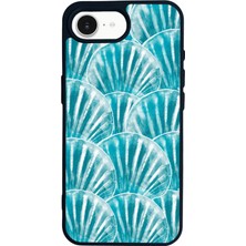 Scaleta Case iPhone 16E Uyumlu Deniz Kabuğu Tasarımlı Glossy Mat Siyah Silikon Telefon Kılıfı