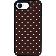 Scaleta Case iPhone 16E Uyumlu Yıldız Tasarımlı Glossy Mat Siyah Silikon Telefon Kılıfı
