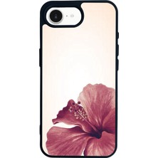 Scaleta Case iPhone 16E Uyumlu Solo Çiçek Tasarımlı Glossy Mat Siyah Silikon Telefon Kılıfı